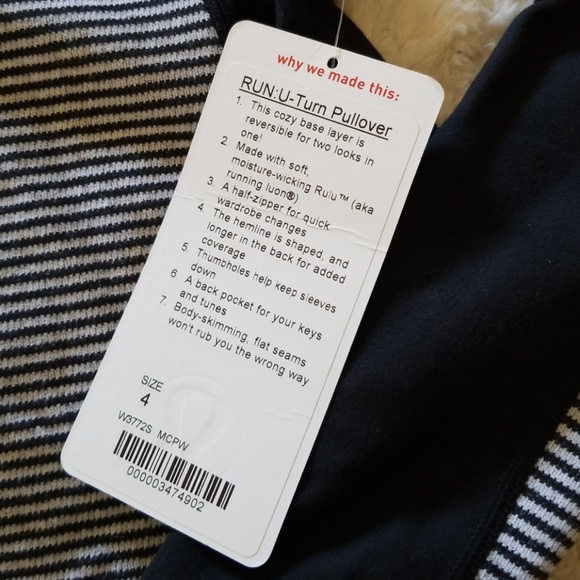 Lululemon RUN U-Turn Pullover NWT Black White 4 - Picture 2 of 6